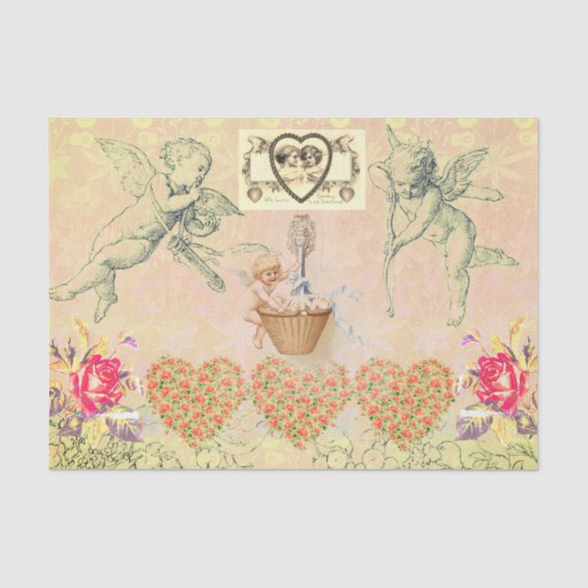 Papier Mousseline RETRO Valentine's Day COLLAGE Papier de tissus (Recto)