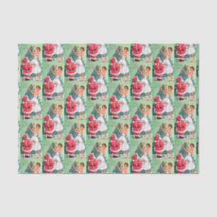 Papier Mousseline Retro Vintage dame et Père Noël partie envelopper 