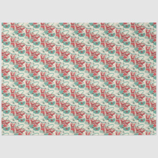 Papier Mousseline Retro Vintage Père Noël Tissu de Noël
