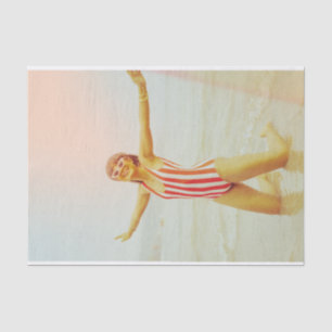 Papier Mousseline Retro Woman at the Beach Photo Decoupage Vintage