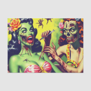 Papier Mousseline Retro Zombie Pin-up