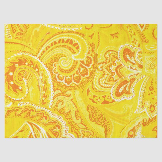 Papier Mousseline Rétros bandanna/Bandana jaunes de Paisley (Recto)