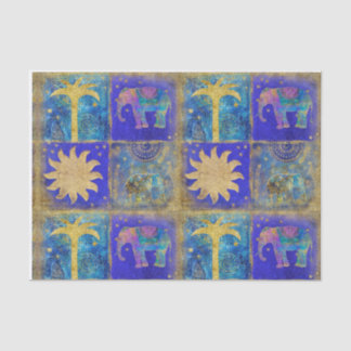 Papier Mousseline Rêve tropical bleu