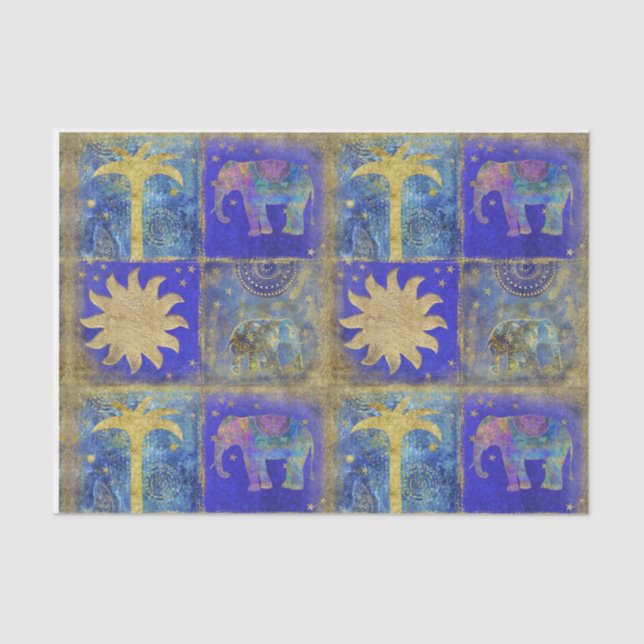 Papier Mousseline Rêve tropical bleu (Recto)