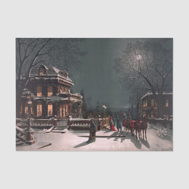 Papier Mousseline Réveillon de Noël victorien (Recto)