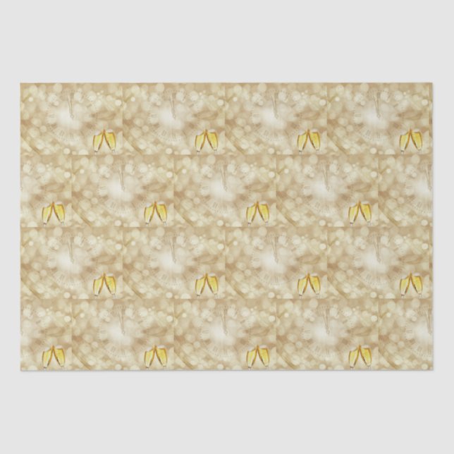 Papier Mousseline Réveillon du Nouvel An avec lunettes de champagne (Recto)