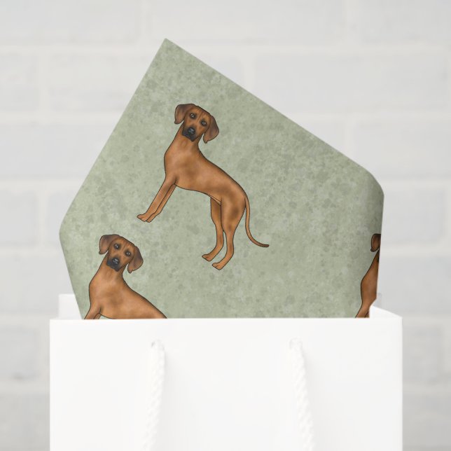 Papier Mousseline Rhodesian Ridgeback African Lion Chien Motif Vert (Sac cadeau)