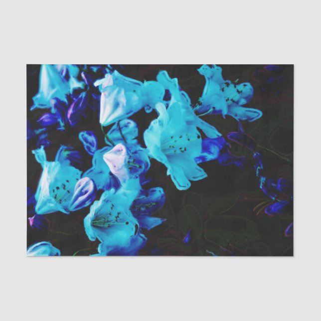 Papier Mousseline Rhododendrons en bleu, floral, fleurs bleues (Recto)