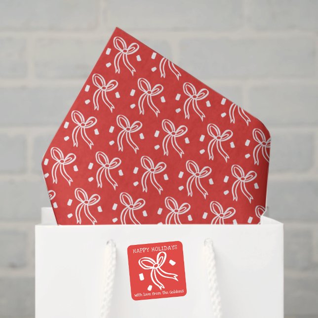 Papier Mousseline Ribbon Bow Doodle CHRISTMAS Holiday Red White (Ribbon Bow Doodle CHRISTMAS Holiday Red White Hand-drawn Tissue Paper
)