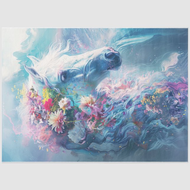 Papier Mousseline Rivière des fleurs cheval (Recto)