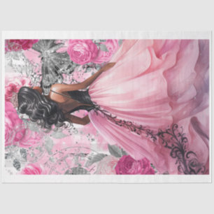 Papier Mousseline Robe en verre rose et noir Shabby 2 papier découpa