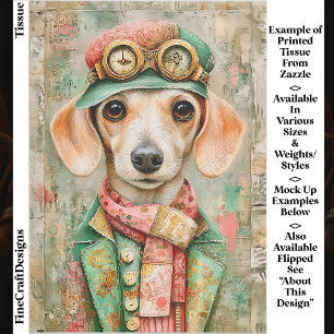 Papier Mousseline Robe Pastel Fantaisiste Dachshund EB4R Découpage