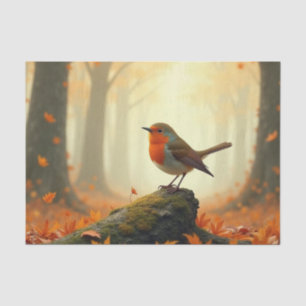 Papier Mousseline Robin en forêt d'automne/d'automne, Découpage Feui