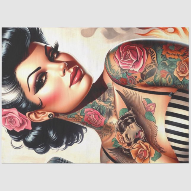 Papier Mousseline Rockabilly Pin-up (Recto)