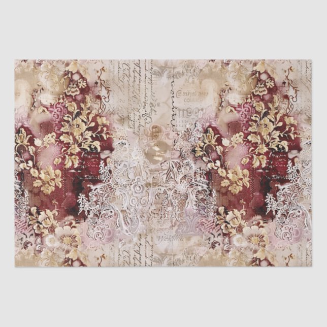 Papier Mousseline Rococo romantique Dusty Rose (Recto)