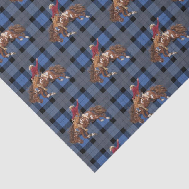 Papier Mousseline Rodeo Cowboy Sur Plaid (Détail)