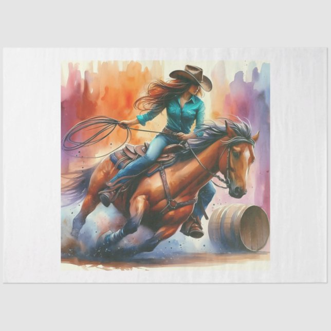 Papier Mousseline Rodeo Cowgirl (Recto)