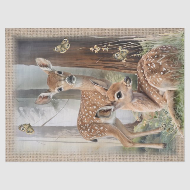 Papier Mousseline Roe Deer Redwood Forest Bois Aquarelle (Recto)