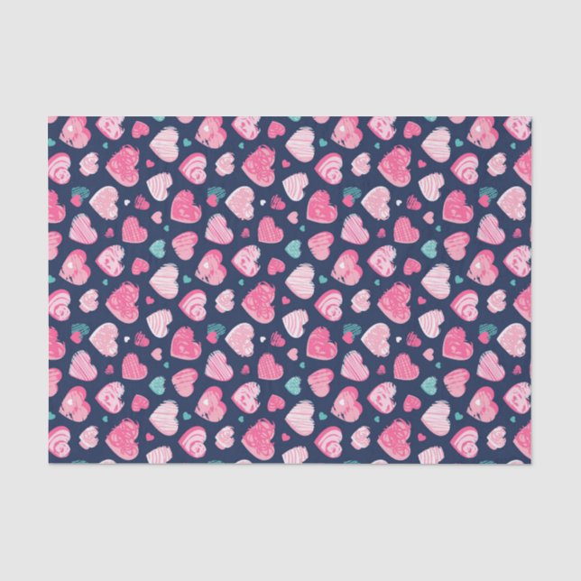 Papier Mousseline Romance au cœur rose pour la Saint-Valentin (Recto)