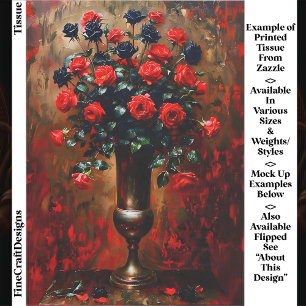 Papier Mousseline Romance gothique Roses rouges et noires EF7R Décou