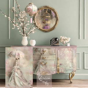 Papier Mousseline Romance Mauve Menthe, Dame Colibri & Parasol