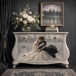 Papier Mousseline Romantic Black Swan Decoupage Vintage Tissue