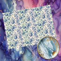  Romantic French toile de Jouy Powder Blue Floral 