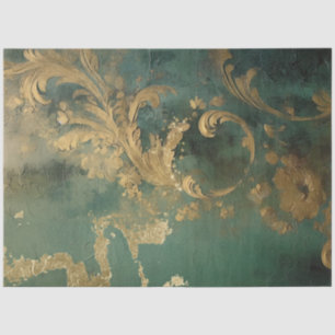 Papier Mousseline Romantique Emerald et Gold Design Series 1