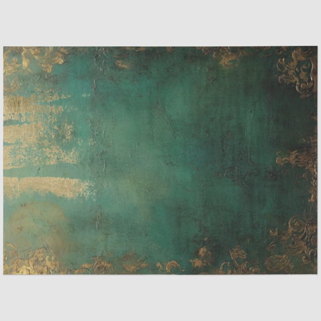 Papier Mousseline Romantique Emeraude et Gold Design Series 19 (Recto)
