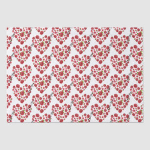 Papier Mousseline Romantique Je t'aime Red Roses Coeurs