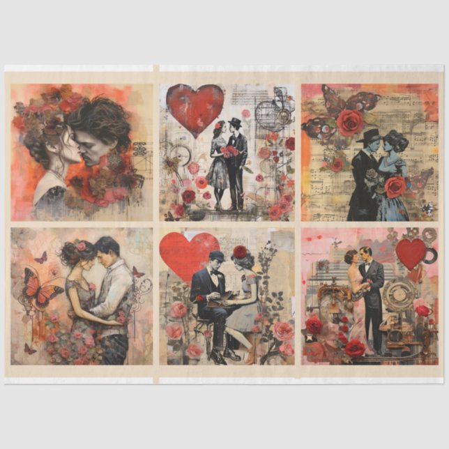 Papier Mousseline Romantique Mixte Média Arrière - plan Couple Valen (Recto)