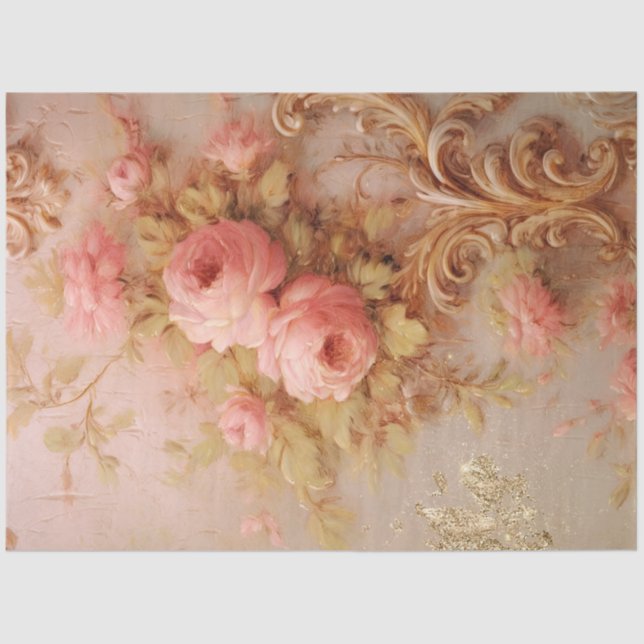 Papier Mousseline Romantique Rose et Gold Design Series 20 (Recto)
