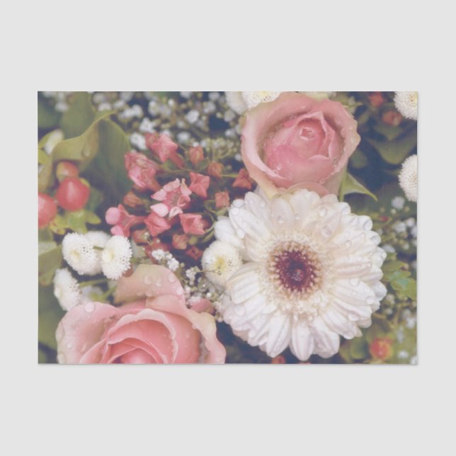 Papier Mousseline Romantique Roses Roses Rose Bouquet de fleurs (Recto)