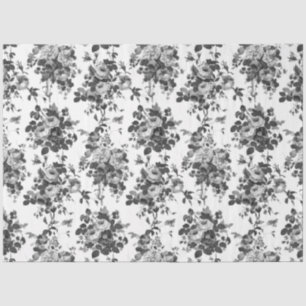 Papier Mousseline Romantique Vintage Rose-gris sur blanc