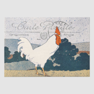 Papier Mousseline Rooster Chicken Farmhouse Carte Postale Français