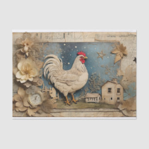 Papier Mousseline Rooster Old macdonald Farm Collage