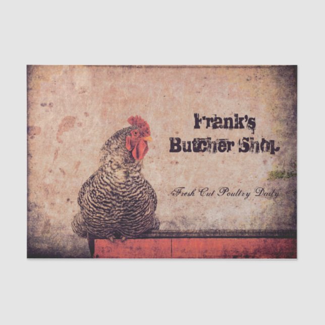 Papier Mousseline Rooster Vintage Antique Texture ferme Pays (Recto)