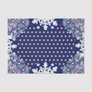 Papier Mousseline Rosace bleue et flocon de neige