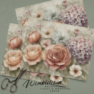 Papier Mousseline Rose Ancienne aux teintes romantiques roses  Décou