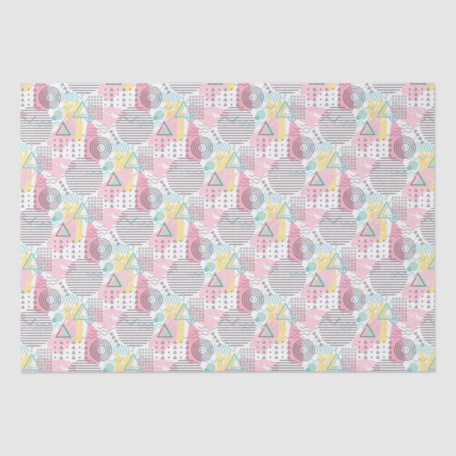 Papier Mousseline Rose Blanc Memphis Style Quatre-vingts Style Retro (Recto)