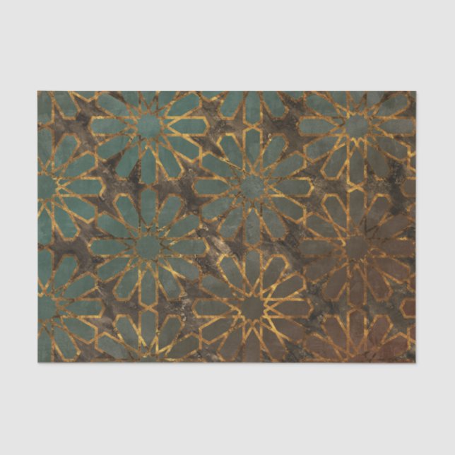 Papier Mousseline Rose bleu Brown Arabesque (Recto)