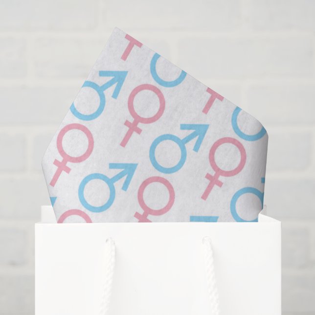 Papier Mousseline Rose bleu unisex motif sexe révéler tissu (Sac cadeau)