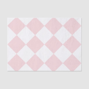 Papier Mousseline Rose Checkered de Diag grand - blanc et pâle -