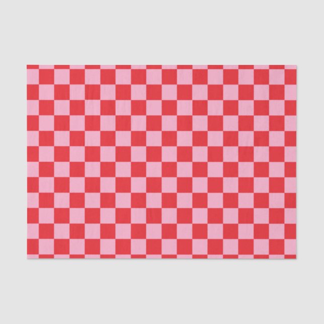 Papier Mousseline Rose Checkered et rouge (Recto)