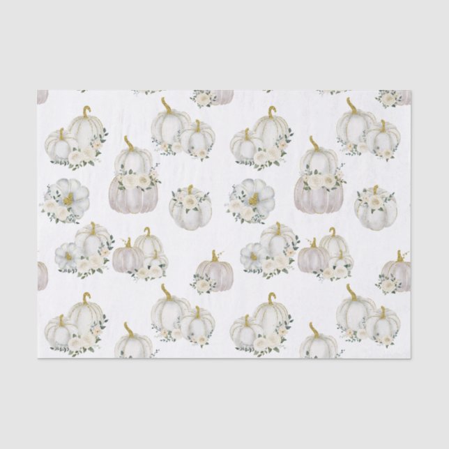 Papier Mousseline Rose Citrouille blanc Aquarelle Baby shower   (Recto)