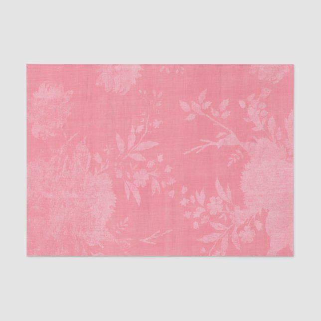 Papier Mousseline Rose clair sur motif floral rose