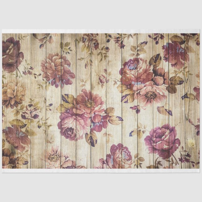 Papier Mousseline Rose de bois Moderne Populaire Floral (Recto)