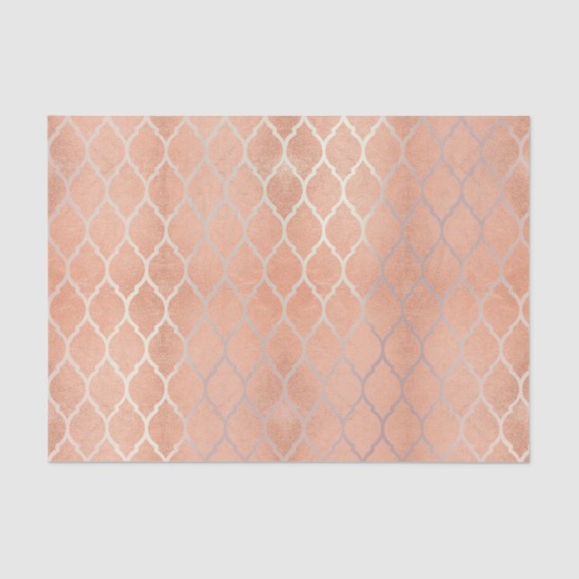 Papier Mousseline Rose de corail Or Métallurgie Brosse Quatrefoil (Recto)
