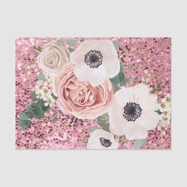 Papier Mousseline Rose de jardin géométrique de papier de tissus (Recto)