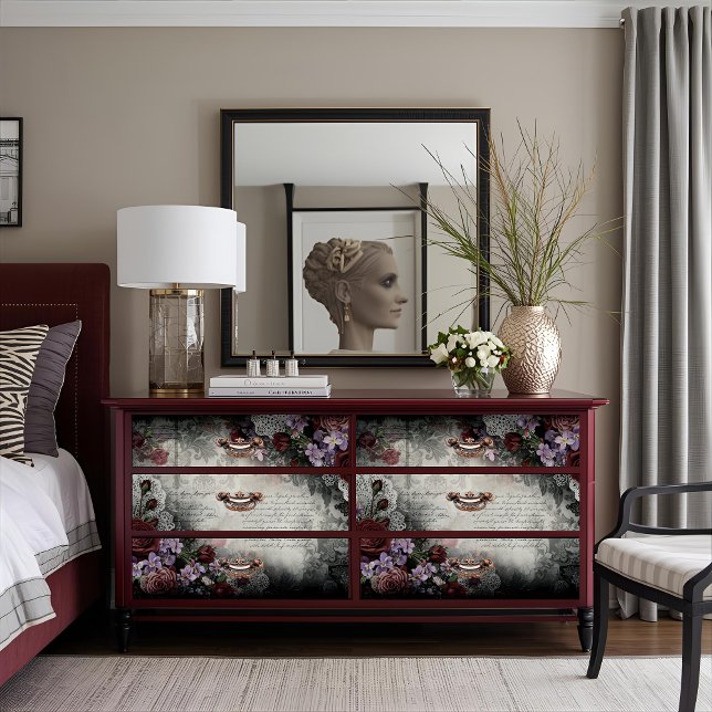 Papier Mousseline Rose de la Bourgogne victorienne Script de découpa (Créateur téléchargé)